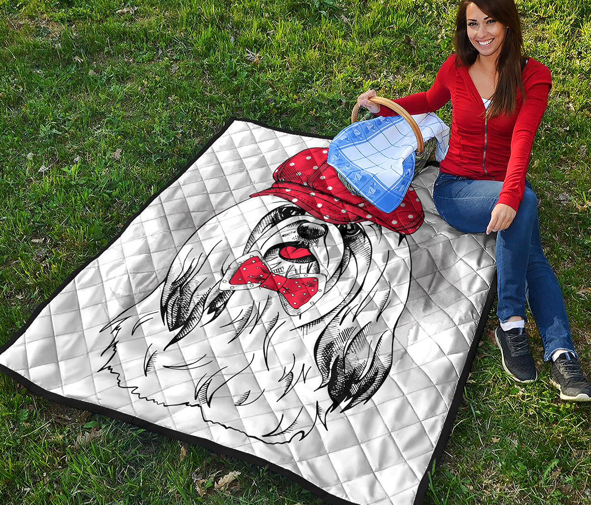 Red Cap Yorkshire Terrier Print Quilt