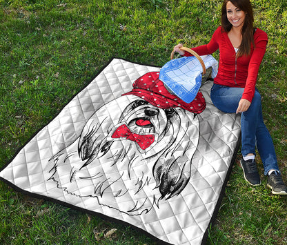 Red Cap Yorkshire Terrier Print Quilt