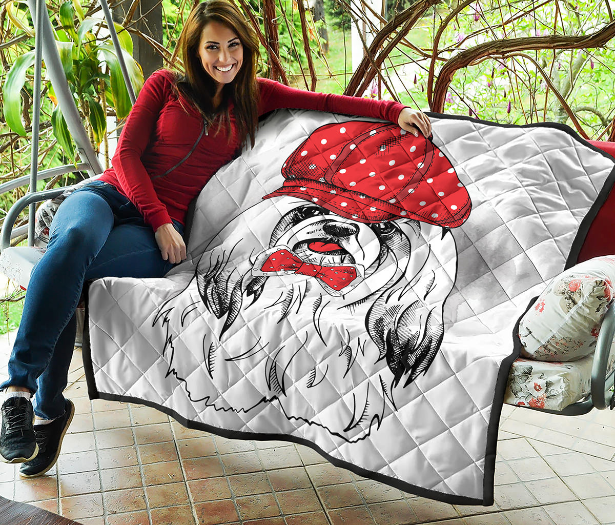 Red Cap Yorkshire Terrier Print Quilt