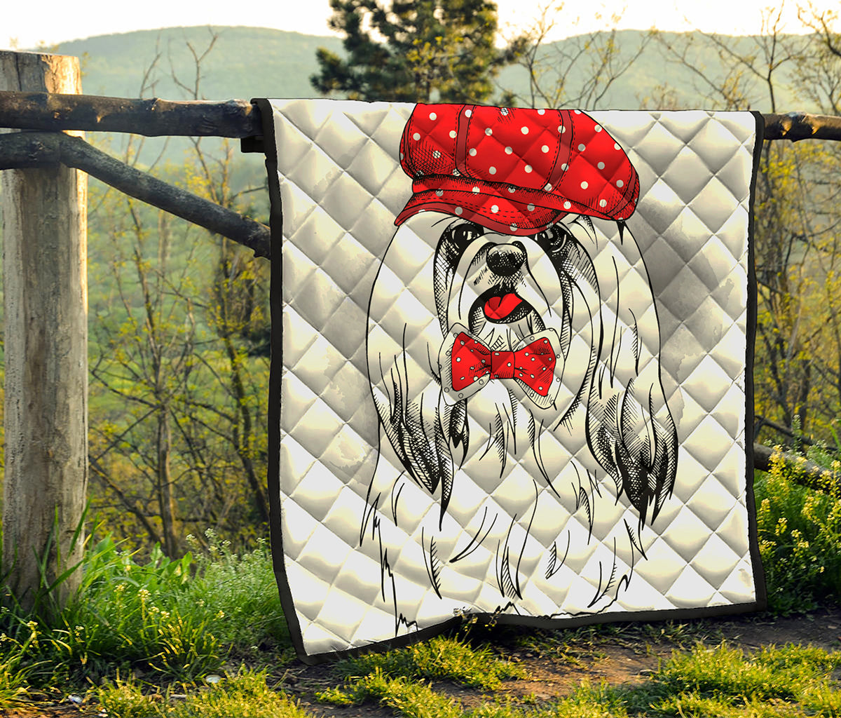 Red Cap Yorkshire Terrier Print Quilt