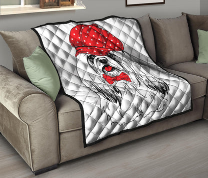 Red Cap Yorkshire Terrier Print Quilt