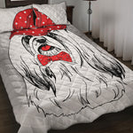 Red Cap Yorkshire Terrier Print Quilt Bed Set