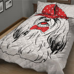 Red Cap Yorkshire Terrier Print Quilt Bed Set