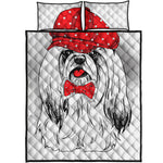 Red Cap Yorkshire Terrier Print Quilt Bed Set