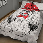 Red Cap Yorkshire Terrier Print Quilt Bed Set