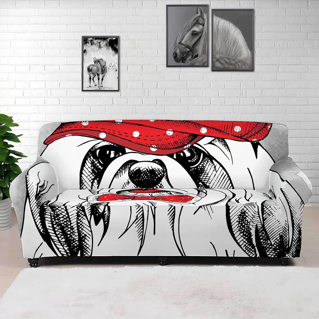Red Cap Yorkshire Terrier Print Sofa Cover