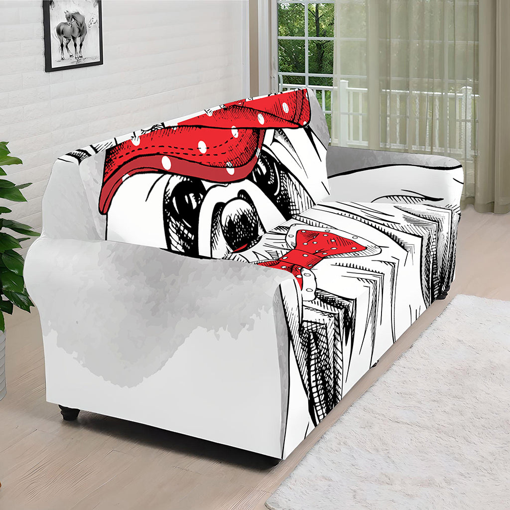 Red Cap Yorkshire Terrier Print Sofa Cover
