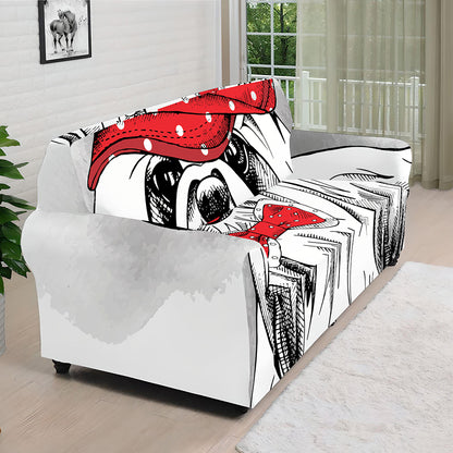 Red Cap Yorkshire Terrier Print Sofa Cover