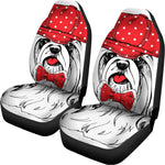 Red Cap Yorkshire Terrier Print Universal Fit Car Seat Covers