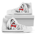 Red Cap Yorkshire Terrier Print White High Top Shoes