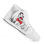 Red Cap Yorkshire Terrier Print White High Top Shoes