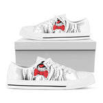 Red Cap Yorkshire Terrier Print White Low Top Shoes