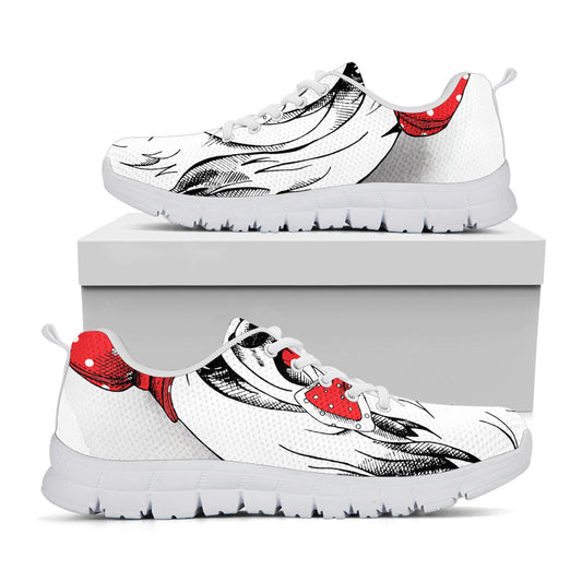 Red Cap Yorkshire Terrier Print White Sneakers