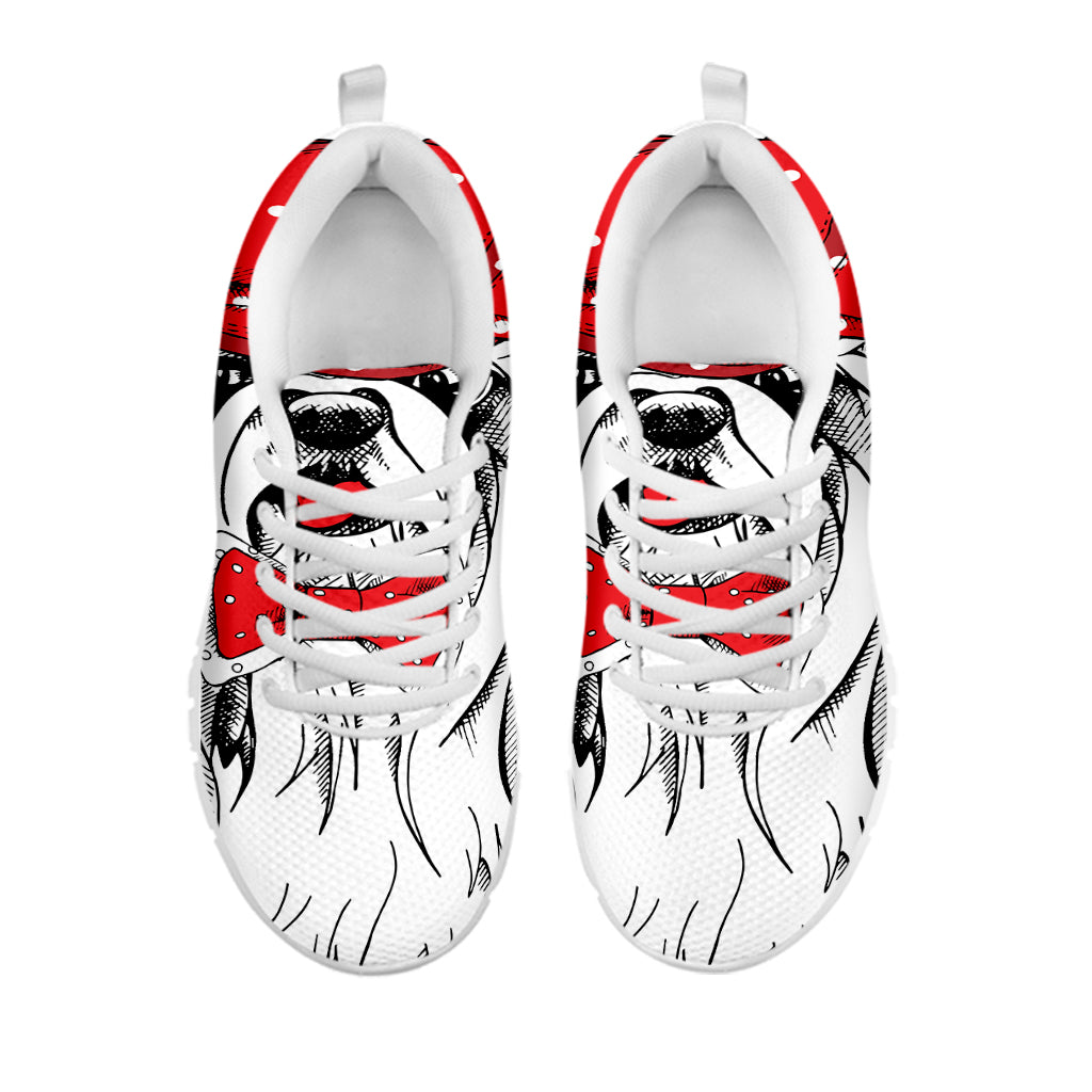 Red Cap Yorkshire Terrier Print White Sneakers