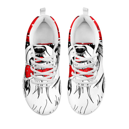 Red Cap Yorkshire Terrier Print White Sneakers