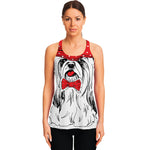 Red Cap Yorkshire Terrier Print Women's Racerback Tank Top