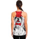 Red Cap Yorkshire Terrier Print Women's Racerback Tank Top