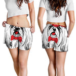 Red Cap Yorkshire Terrier Print Women's Shorts