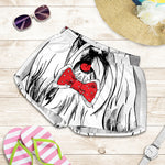 Red Cap Yorkshire Terrier Print Women's Shorts
