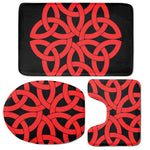 Red Celtic Knot Print 3 Piece Bath Mat Set