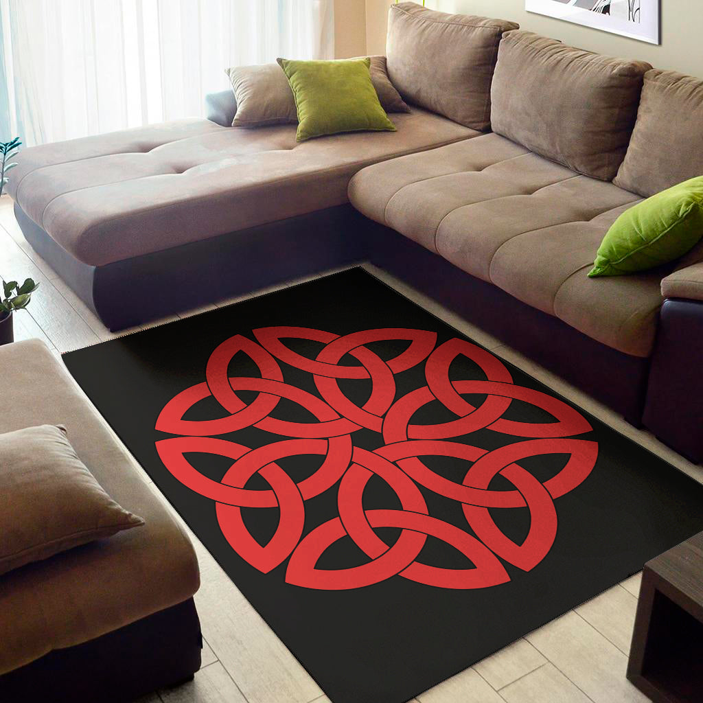 Red Celtic Knot Print Area Rug