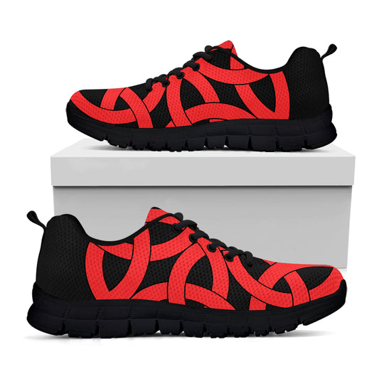 Red Celtic Knot Print Black Sneakers