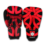 Red Celtic Knot Print Boxing Gloves