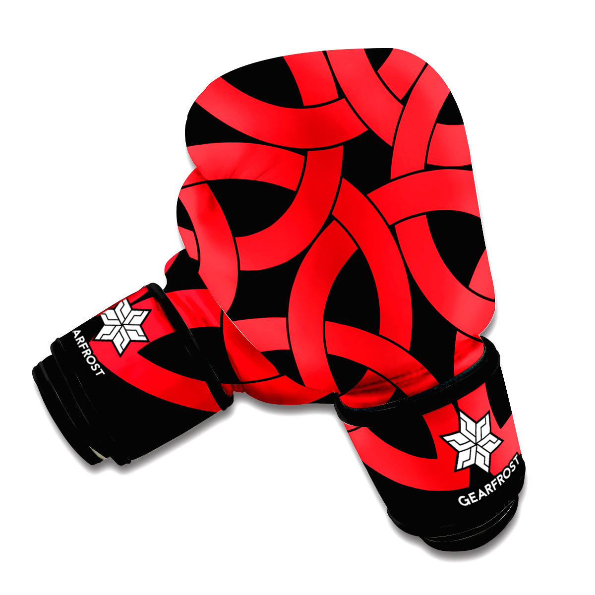 Red Celtic Knot Print Boxing Gloves