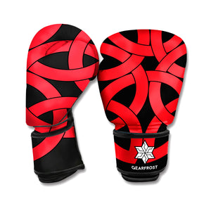 Red Celtic Knot Print Boxing Gloves