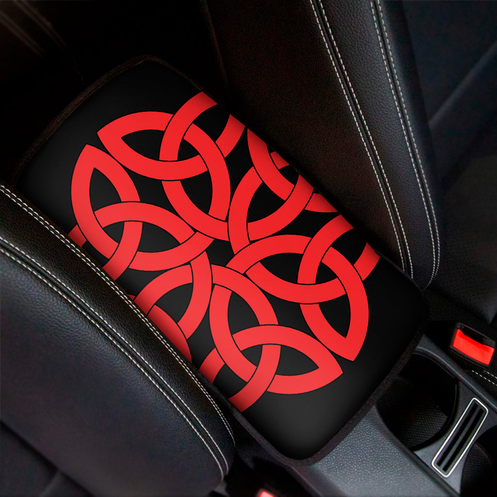 Red Celtic Knot Print Car Center Console Cover