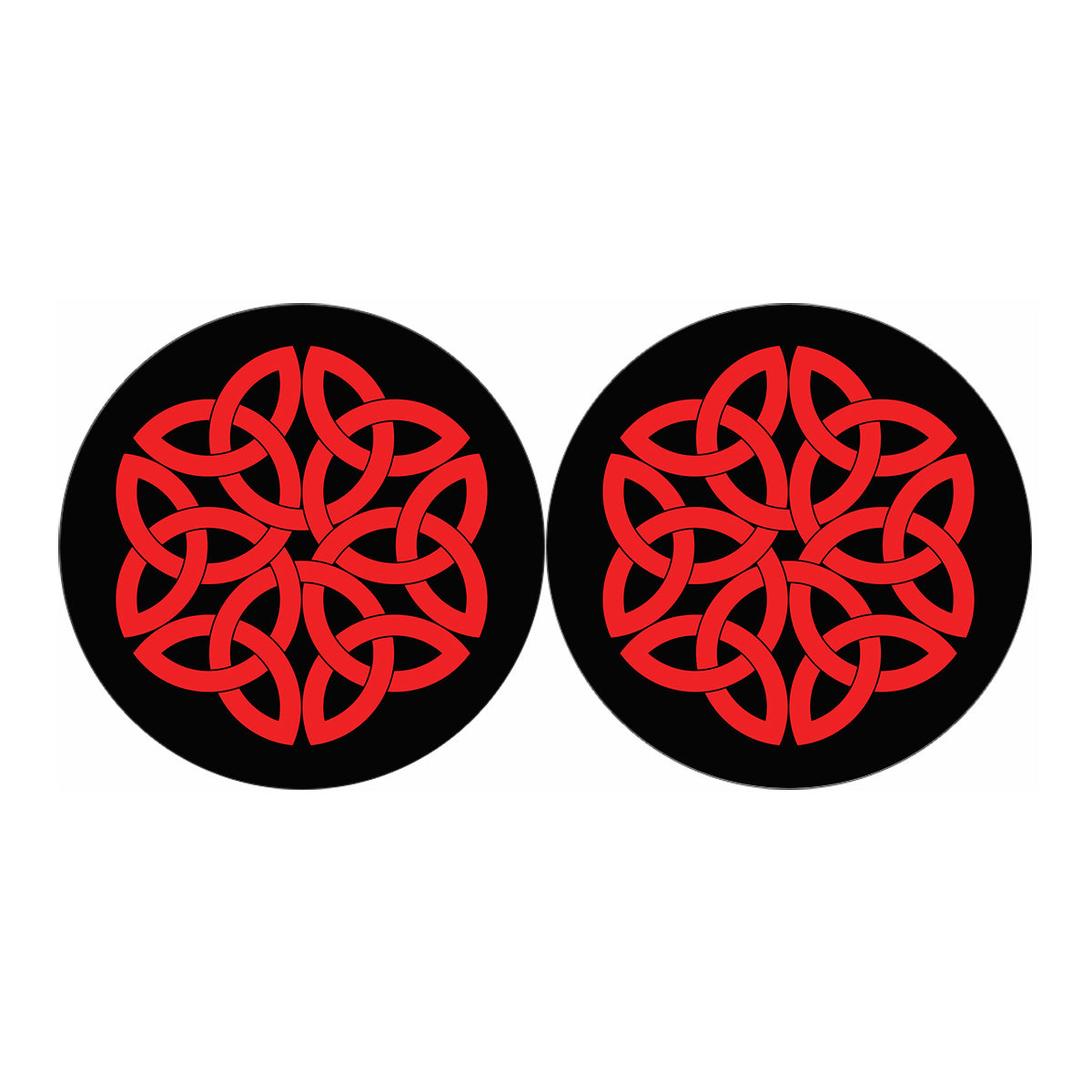 Red Celtic Knot Print Car Coasters