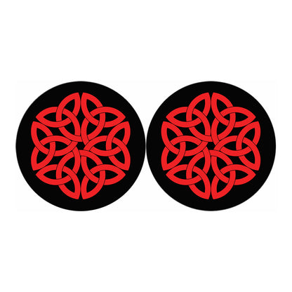 Red Celtic Knot Print Car Coasters