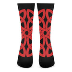 Red Celtic Knot Print Crew Socks