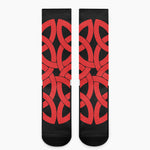 Red Celtic Knot Print Crew Socks