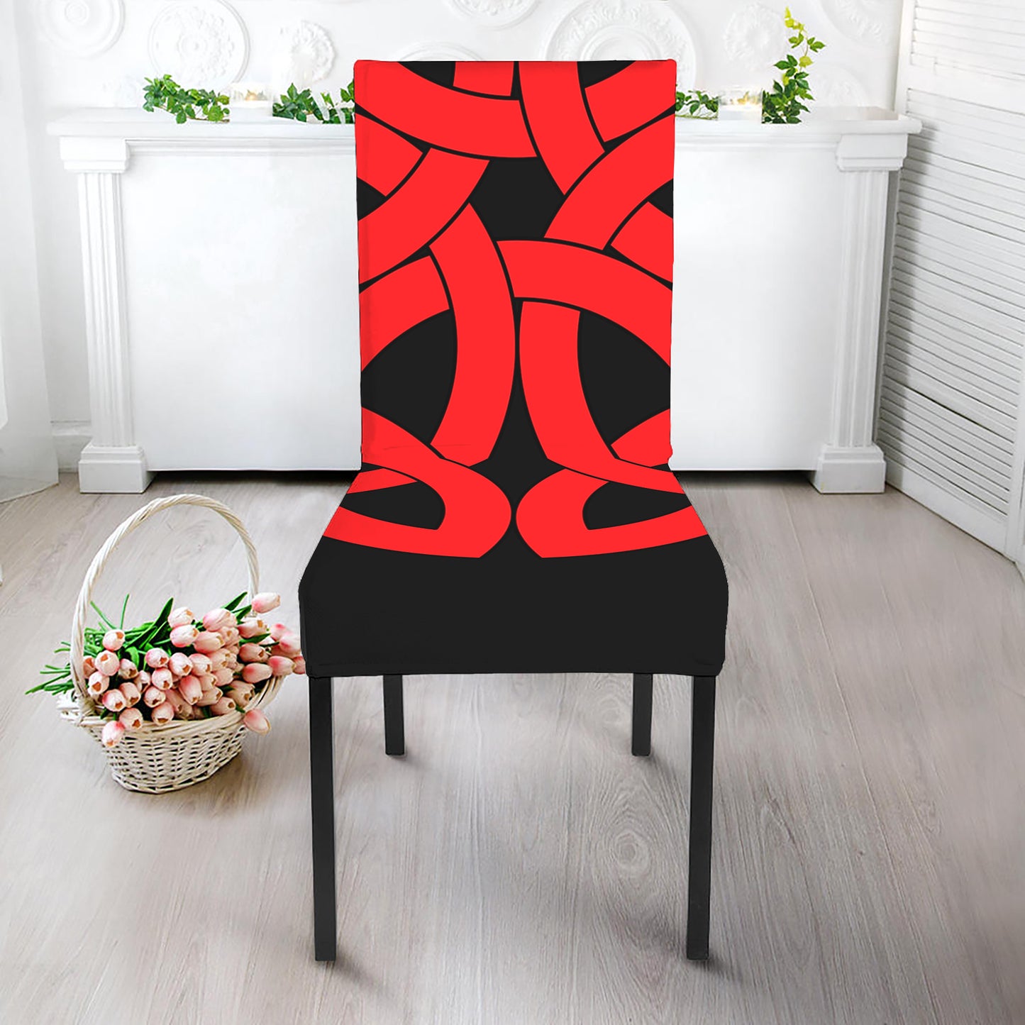 Red Celtic Knot Print Dining Chair Slipcover