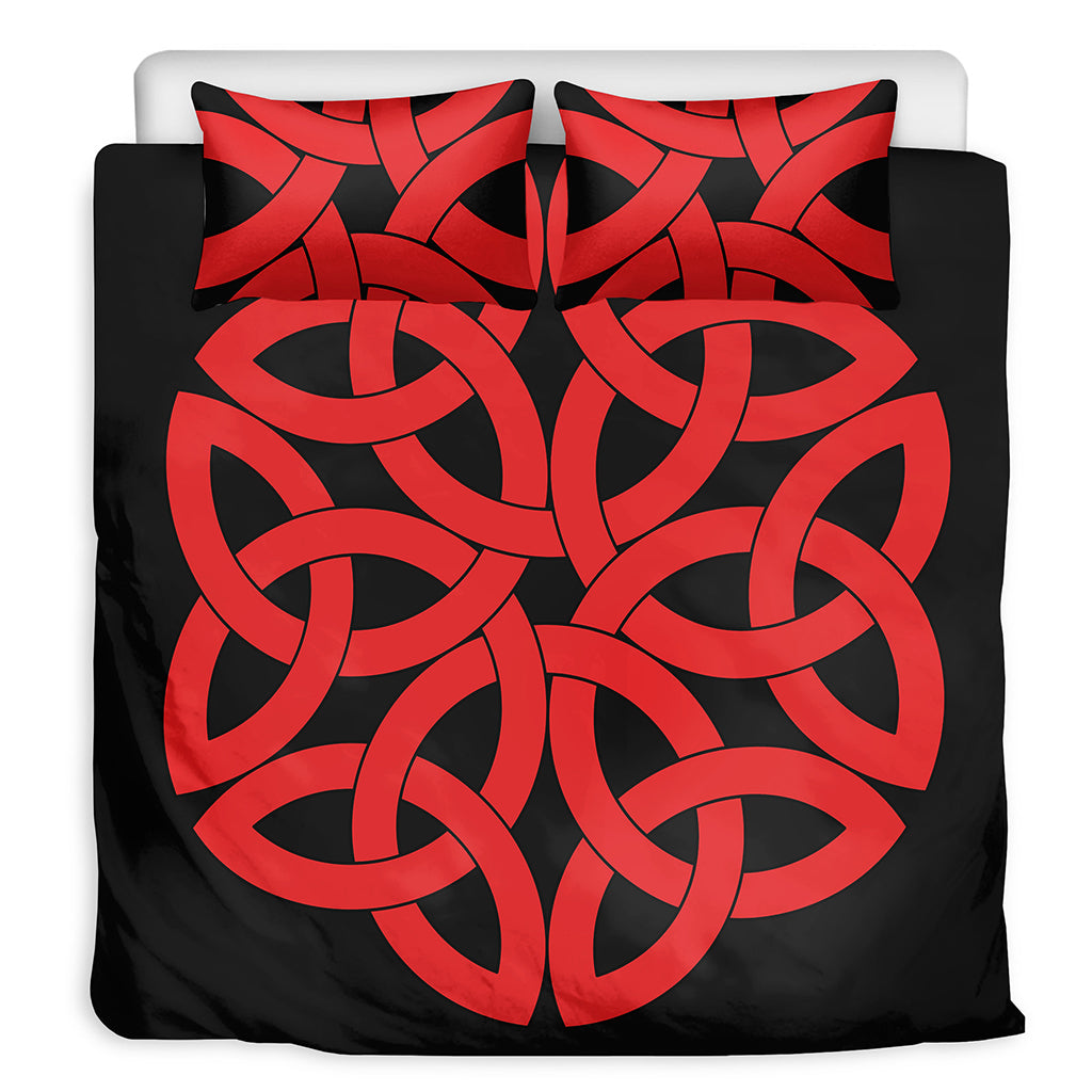 Red Celtic Knot Print Duvet Cover Bedding Set