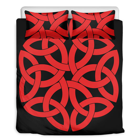 Red Celtic Knot Print Duvet Cover Bedding Set