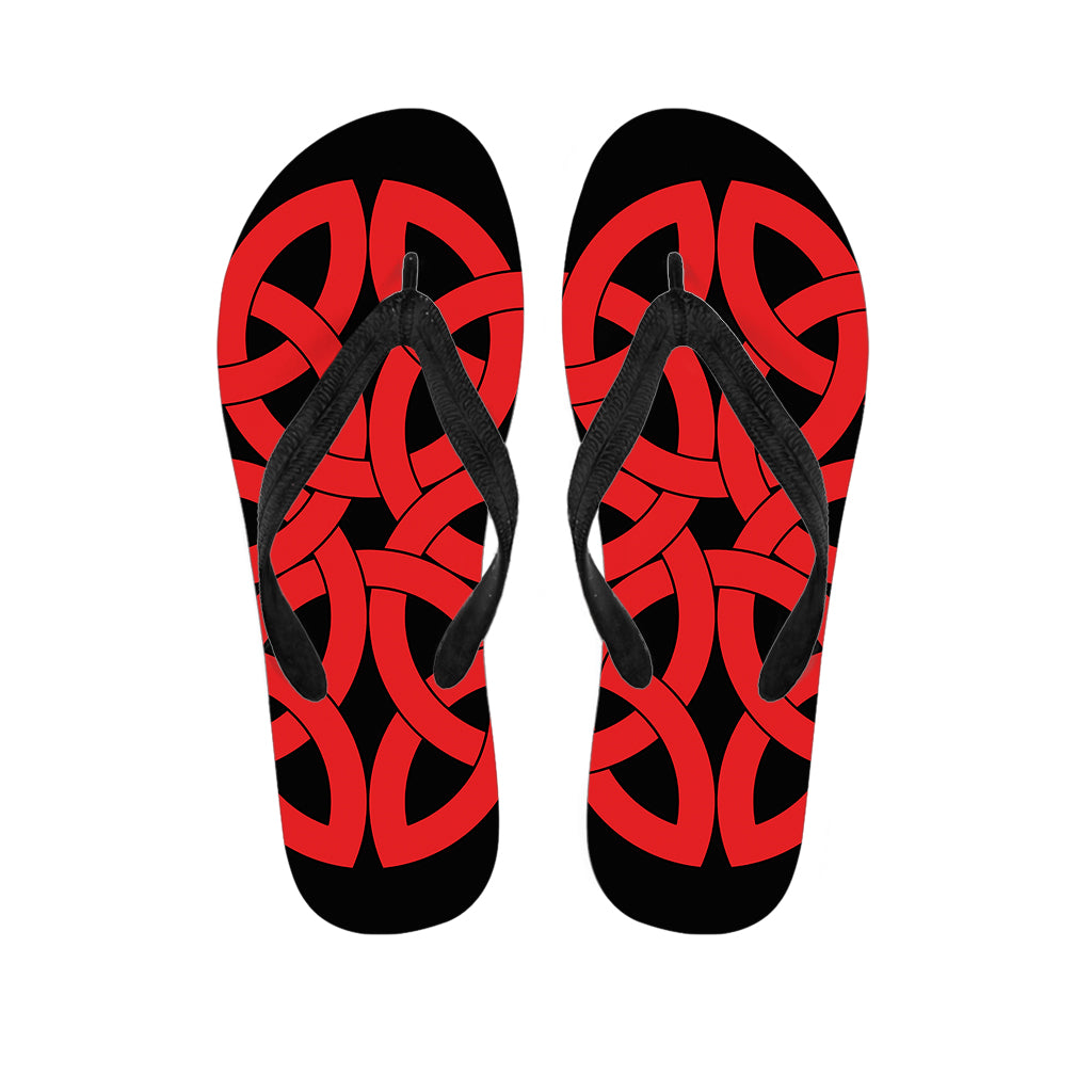 Red Celtic Knot Print Flip Flops