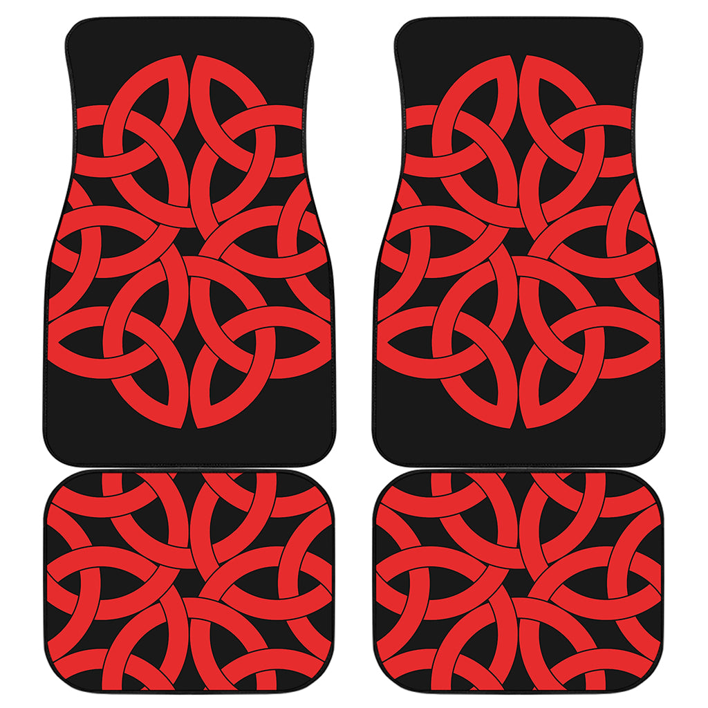 Red Celtic Knot Print Front and Back Car Floor Mats