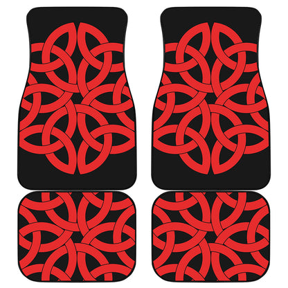 Red Celtic Knot Print Front and Back Car Floor Mats