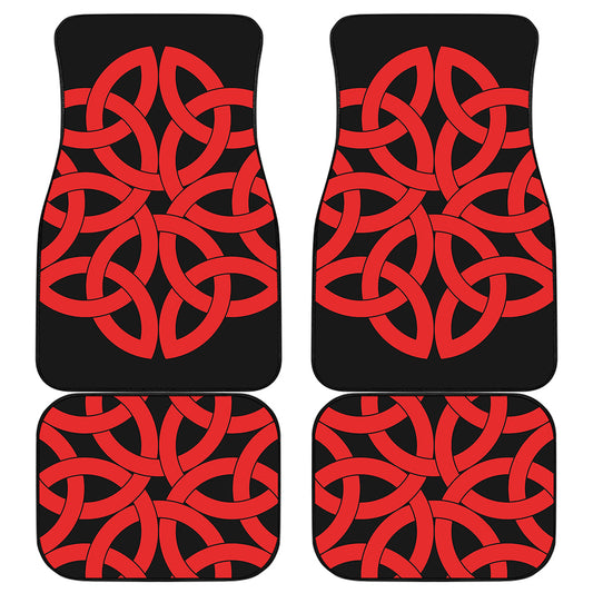 Red Celtic Knot Print Front and Back Car Floor Mats