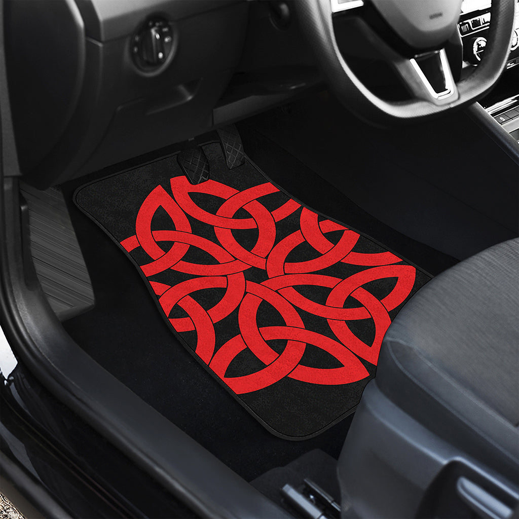 Red Celtic Knot Print Front and Back Car Floor Mats