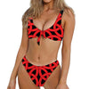 Red Celtic Knot Print Front Bow Tie Bikini