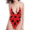 Red Celtic Knot Print High Cut One Piece Swimsuit