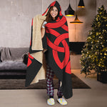 Red Celtic Knot Print Hooded Blanket
