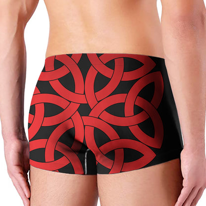 Red Celtic Knot Print Men's Boxer Briefs