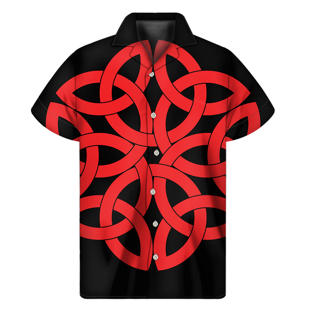 Red Celtic Knot Print Men's Short Sleeve Shirt