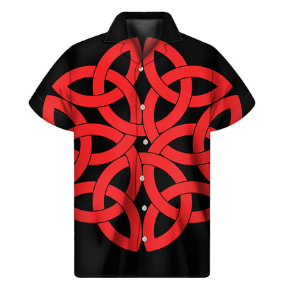 Red Celtic Knot Print Men's Short Sleeve Shirt