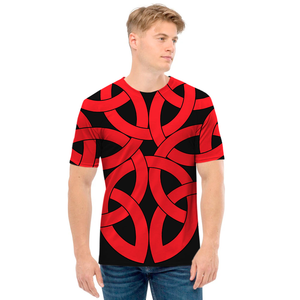 Red Celtic Knot Print Men's T-Shirt