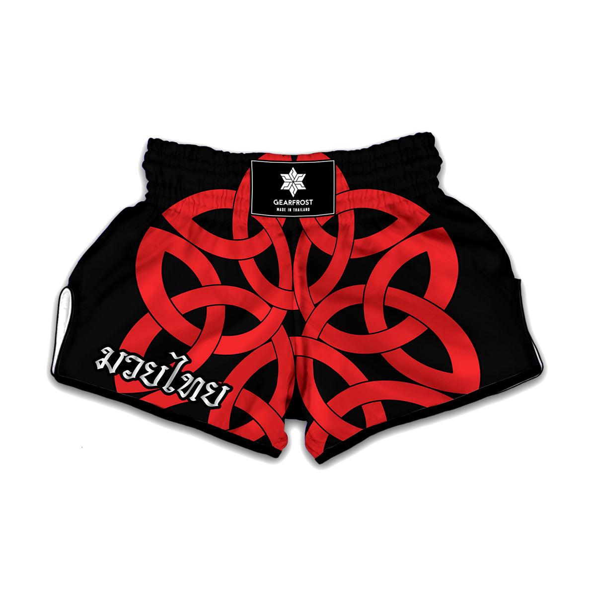 Red Celtic Knot Print Muay Thai Boxing Shorts